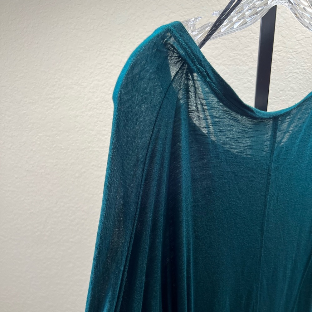 Long Sleeve High Low Top Green Layering Basic Oversized T Shirt Casual Blouse BF - Picture 6 of 17